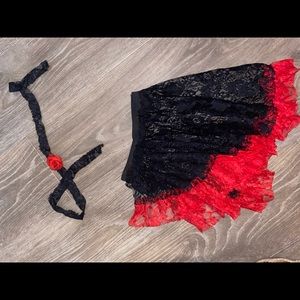 Salsa style see through skirt with rose neck strap